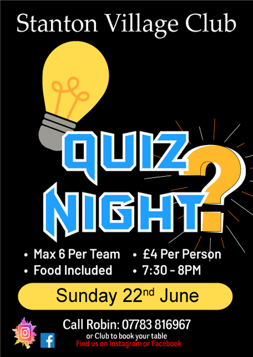 Quiz Night Poster - 22nd June
