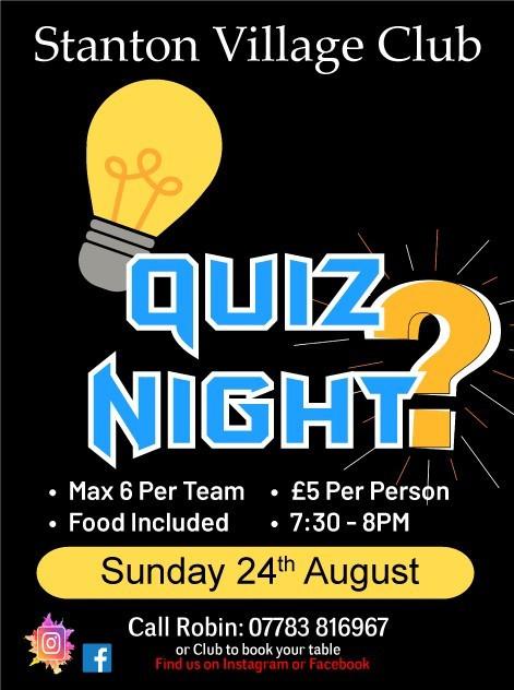Quiz Night Poster - 24th August