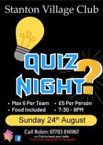 Quiz Night Poster - 24th August